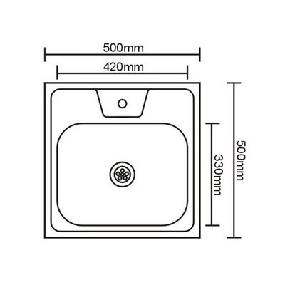 10434 Мойка накладная 500х500х160х0,6мм 1P ПОЛИРОВАННАЯ большой слив с сифоном