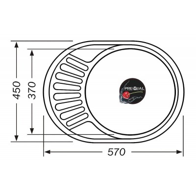 20498 Мойка овал 5745 0,8/180мм Матовая, универсальная, полная шумоизоляция Premial