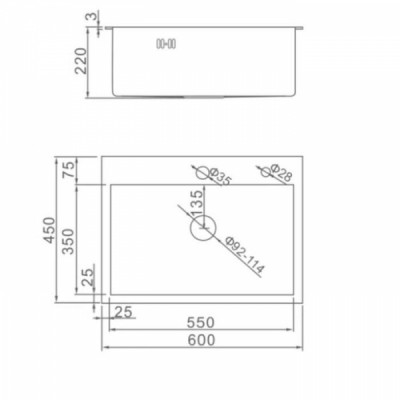 00386 Мойка врезная 60х45 AFLORN (3.0х220) выпуск 3 1/2 с сифоном (AF96045)