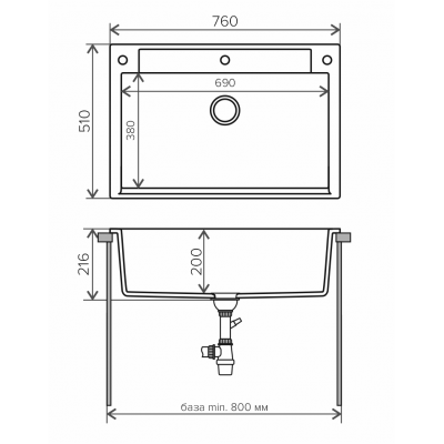 8406 Мойка ARGO-760 №16 (Черный)