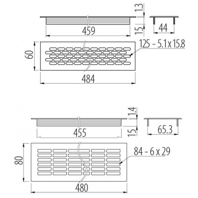 4268 Решетка вентиляционная 480*80 белая KK-W80800-D1